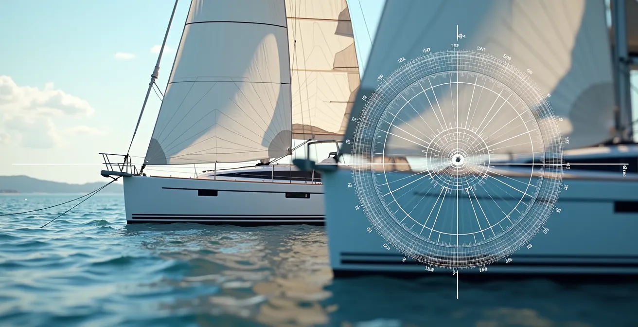 Comparaison graphique entre polaire de constructeur idéale et vitesse réelle d’un voilier en mer