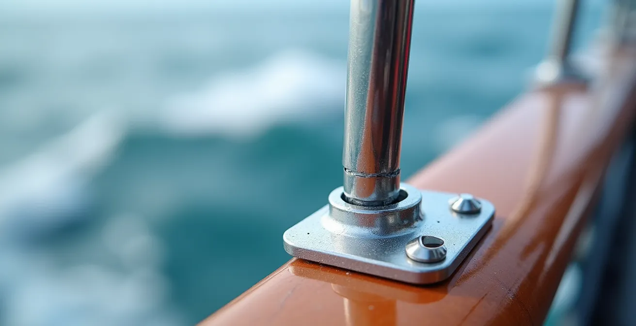 Installation technique de l'antenne Iridium Go! sur le balcon arrière d'un voilier