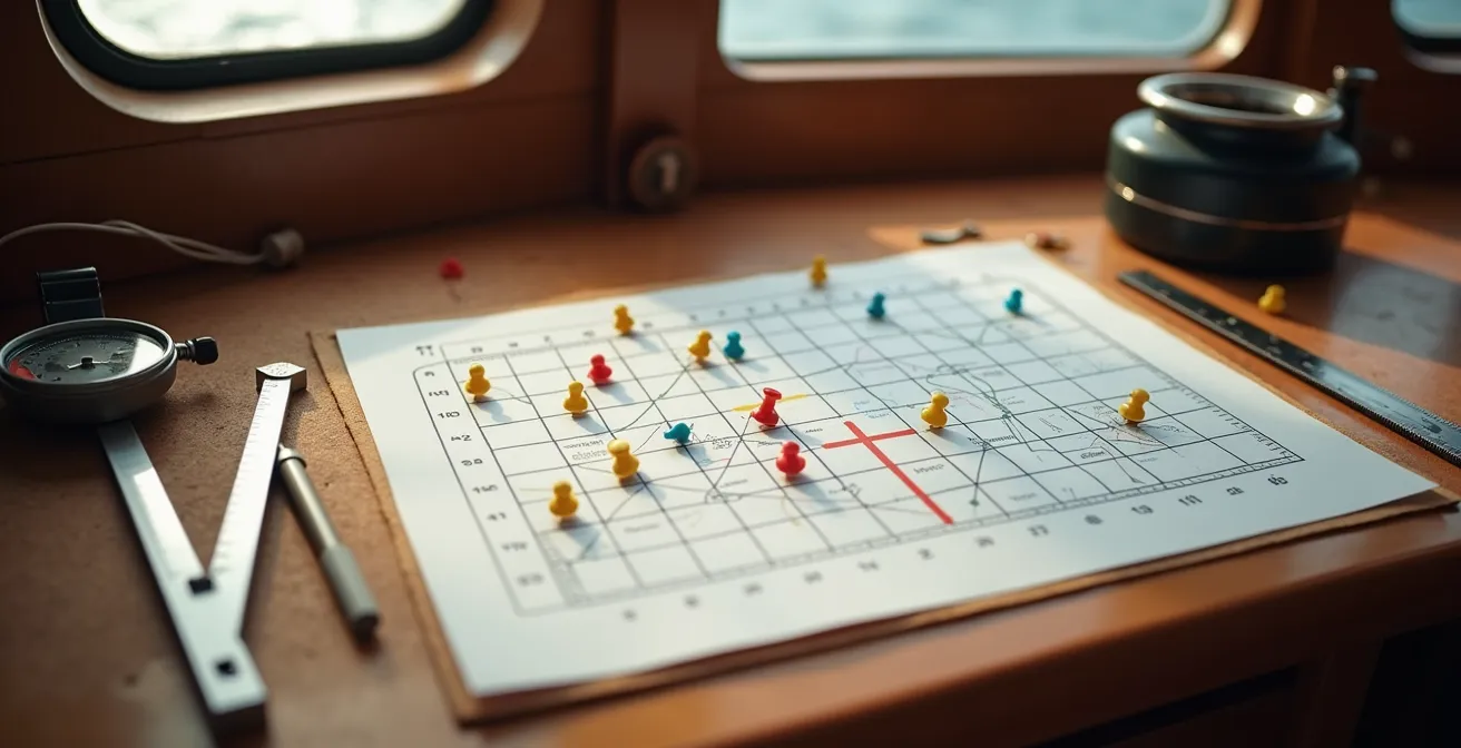 Tableau de bord avec matrice de compétences de l'équipage d'un voilier