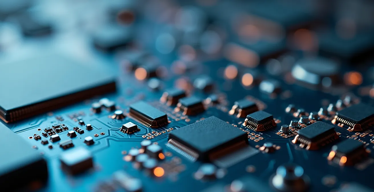 Système de pilotage automatique moderne avec capteurs multiples sur un voilier, vue macro des composants électroniques